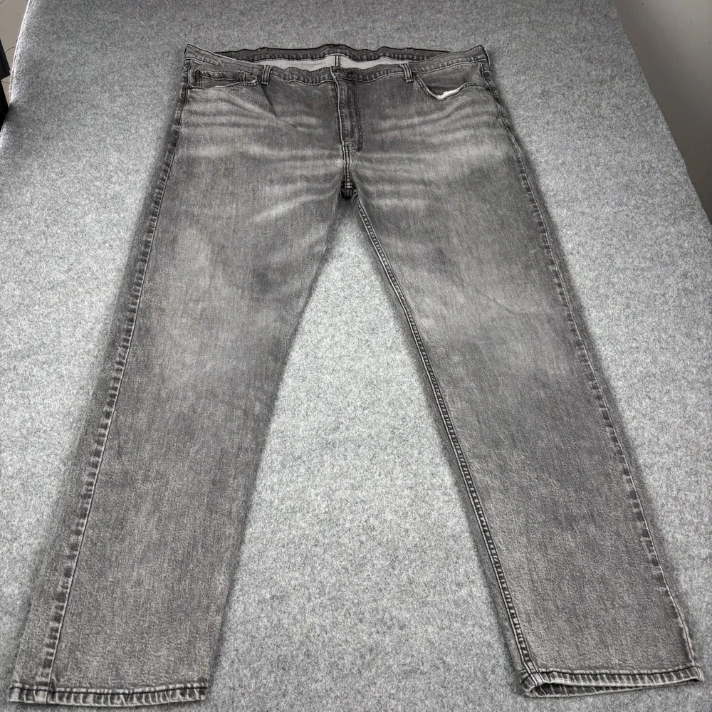 Levi's 502 Jeans Mens 48x38 (Fits 48x34)‎ Black Gray Wash Straight Leg Denim Y2K